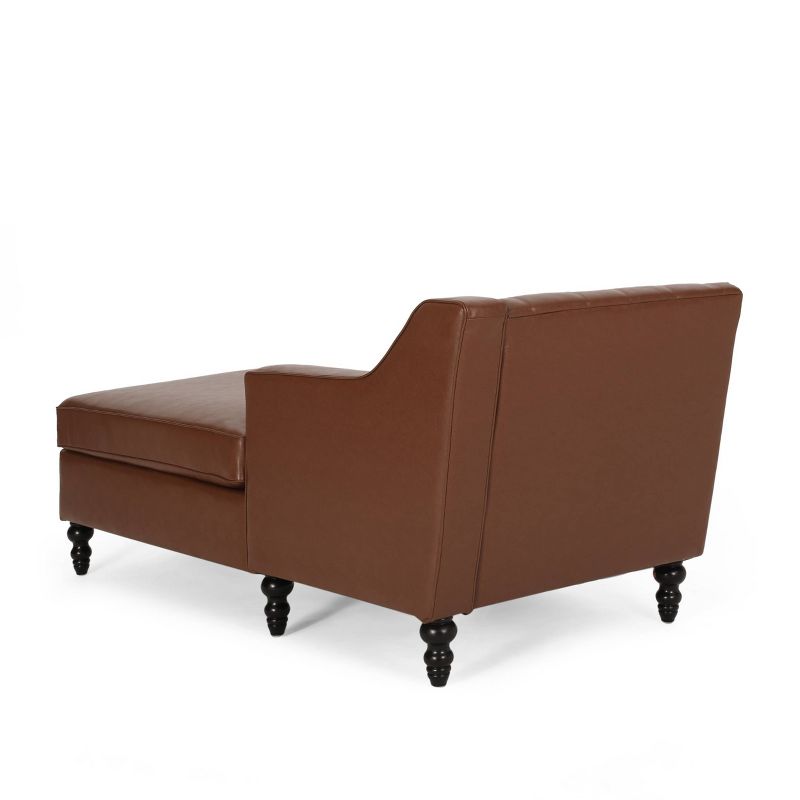 Furman Contemporary Tufted Chaise Sectional Cognac Brown/Dark Brown - Christopher Knight Home, 6 of 17