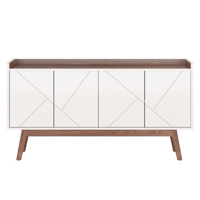 Resenkos Sideboard Buffet, Kitchen Storage Cabinet,55" Sideboard Buffet, Wood Credenza Kitchen Buffet Cabinet with Doors,White