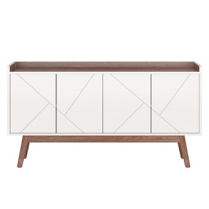 Resenkos Sideboard Buffet, Kitchen Storage Cabinet,55" Sideboard Buffet, Wood Credenza Kitchen Buffet Cabinet with Doors,White - 1 of 4