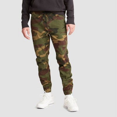 mens camo twill joggers