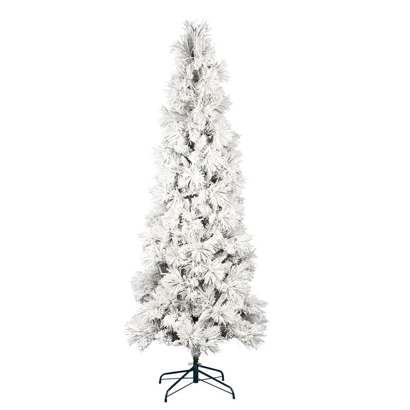 Vickerman Flocked Atka Pine Slim Artificial Christmas Tree, 1 of 4
