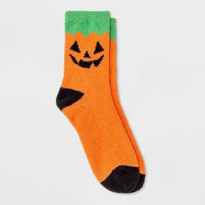 Women's Pumpkin Cozy Halloween Crew Socks - Hyde & EEK! Boutique™ Orange 4-10