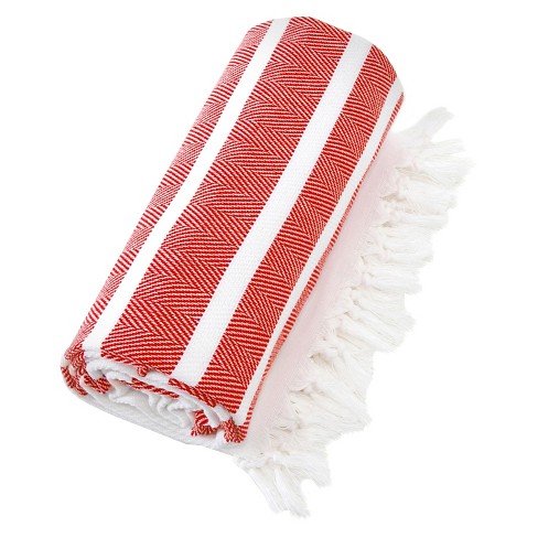 Herringbone Towels - Red