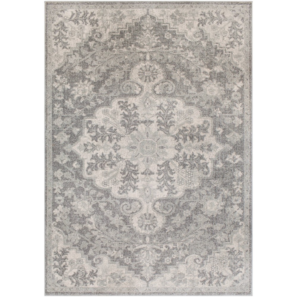 Photos - Area Rug Livabliss 3'11"x5'7" Abby Traditional Rugs Light Gray/Cream: Medium Pile, Fade & Stain-Resistant, Indoor Use