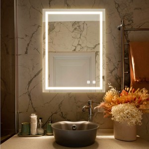 CAVINAS 32x24 Inch Bathroom Mirror, Classy Waterproof LED Vanity Mirror, Anti-Fog Makeup Mirror with Focused Backplane for Bathroom - 1 of 4