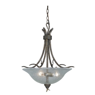VAXCEL Monterey 3 Light Bronze Rustic Branch Bowl Pendant Clear Glass