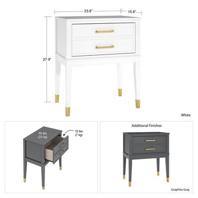Westerleigh Sophisticated White End Table with Gold Accents