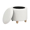 Kumasinova 18"D Round Storage Ottoman,Soft Faux Sheepskin Fabric Accent Stool with Wooden Legs for Footrest and Storage,Home Decor - 2 of 4