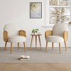Mid-Century Velvet Accent Chair with Rattan Armrests & Wooden Legs,Lounge Chair for Living Room Bedroom-Baofuwish - 3 of 4