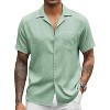 COOFANDY Mens Casual Short Sleeve Button Down Shirts Cuban Linen Textured Shirt Summer Beach Wear S-XXXL - 4 of 4
