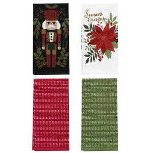 John Ritzenthaler Co. 100% Cotton Kitchen Towels Nutcracker Poinsettia Absorbent Dish Towels for Drying & Cleaning Soft & Durable (Set of 4) - 1 of 4
