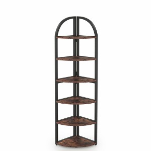 Lirago,6-Tier Corner Bookshelf – Sturdy Metal Frame with Thick Boards – Compact Storage for Apartments, Offices & Small Spaces - 1 of 4