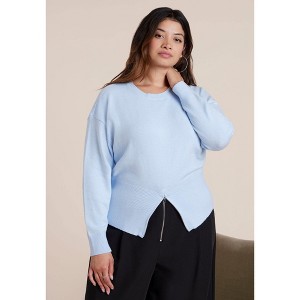 ELOQUII Zipper Hem Sweater - 1 of 4