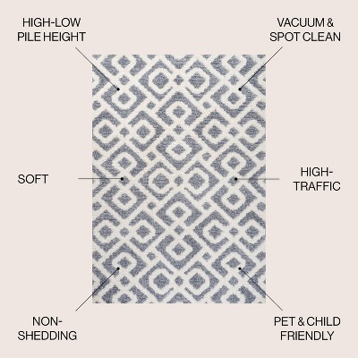 Cream and Gray Trellis High-Low 3x5 Area Rug