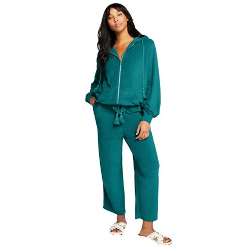 Women's Plus Size 2 Piece Velour Tracksuit Set Green 2x - White Mark :  Target