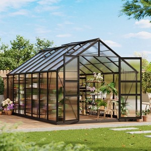 8x14 FT Greenhouses for Outside, Greenhouse with Aluminum Frame, Lockable Door and Ajustable Roof Vent, for Outside Garden Backyard, Patio - 1 of 4