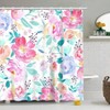 Pink Floral Shower Curtain Set, 72 Wx 72 H, Watercolor Flower Design for Bathroom Decor - 3 of 4