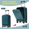 NAYSAYE Front Opening Luggage Set 3 Piece Hardside Carry On USB Port Expandable Suitcase TSA Lock, Dark Green, 15.7"*10"*25.39" - 4 of 4