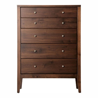 Myandra Solid Maple Wood 5 Drawer Chest Espresso - HOMES: Inside + Out