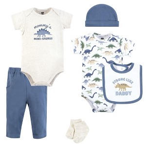 Hudson Baby Infant Boy Cotton Layette Set, Strong Like Daddy Dino - 1 of 4