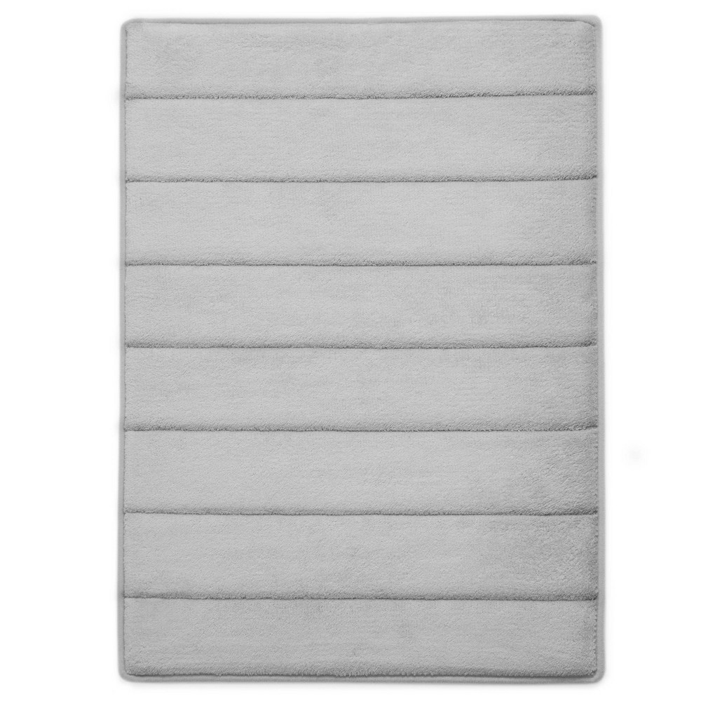 Photos - Bath Mat 17"x24" Quick Dry Memory Foam Luxury CoreTex  Rug Runner Light Gra