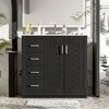 Vynxaria 36 Inch Black Freestanding Bathroom Vanity with Ceramic Sink Solid Wood Frame 3 Drawers Soft Closing Doors - 2 of 4