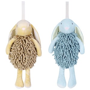 REGALWOVEN Cute Cartoon Rabbit Shape Fuzzy Ball Soft Absorbent Chenille Hand Towel 2 Pack 6" x 14" - 1 of 4
