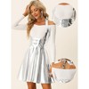 INSPIRE CHIC Women's Metallic Tie Halter Neck High Waist Party A-Line Overalls Dress - 2 of 4