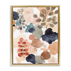 Stupell Industries Abstract Botanical Shape Collage Floating Frame Canvas Art, Gold, 25" x 31" - 1 of 4