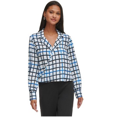Calvin Klein Womens Faux Wrap Blouse