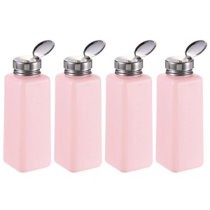 Unique Bargains Plastic Acetone Cleanser Nail Polish Remover Push Down Alcohol Dispenser Bottles 4 Pcs 500ML (17oz) Pink - 1 of 4