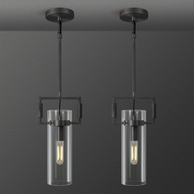 CityFurn 1-Light Cylinder Glass Pendant for Kitchen Island