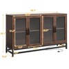Sideboard Buffet Storage Cabinet, Wood Accent Kitchen Coffee Bar Cabinet with 4 Doors and Adjustable Shelves - 3 of 4