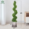 Hykolity Artificial Spiral Boxwood Topiary Tree, 3FT 4FT with Classical White Planter, Evergreen Faux Trees, Indoor Outdoor Porch Home Decor, 2-Pack - 4 of 4