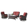 Gymojoy 5 Piece Outdoor Wicker Loveseat Sofa with Patio Swivel Glider Chairs with Coffee Table and Side Table - 2 of 4
