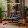 AEELLEEA Egg Swing Chair with Stand Cushion Strong Load Bearing 2 Person Hanging Wicker Hammock Chair for Indoor Outdoor Garden Patio Light Gray - 4 of 4