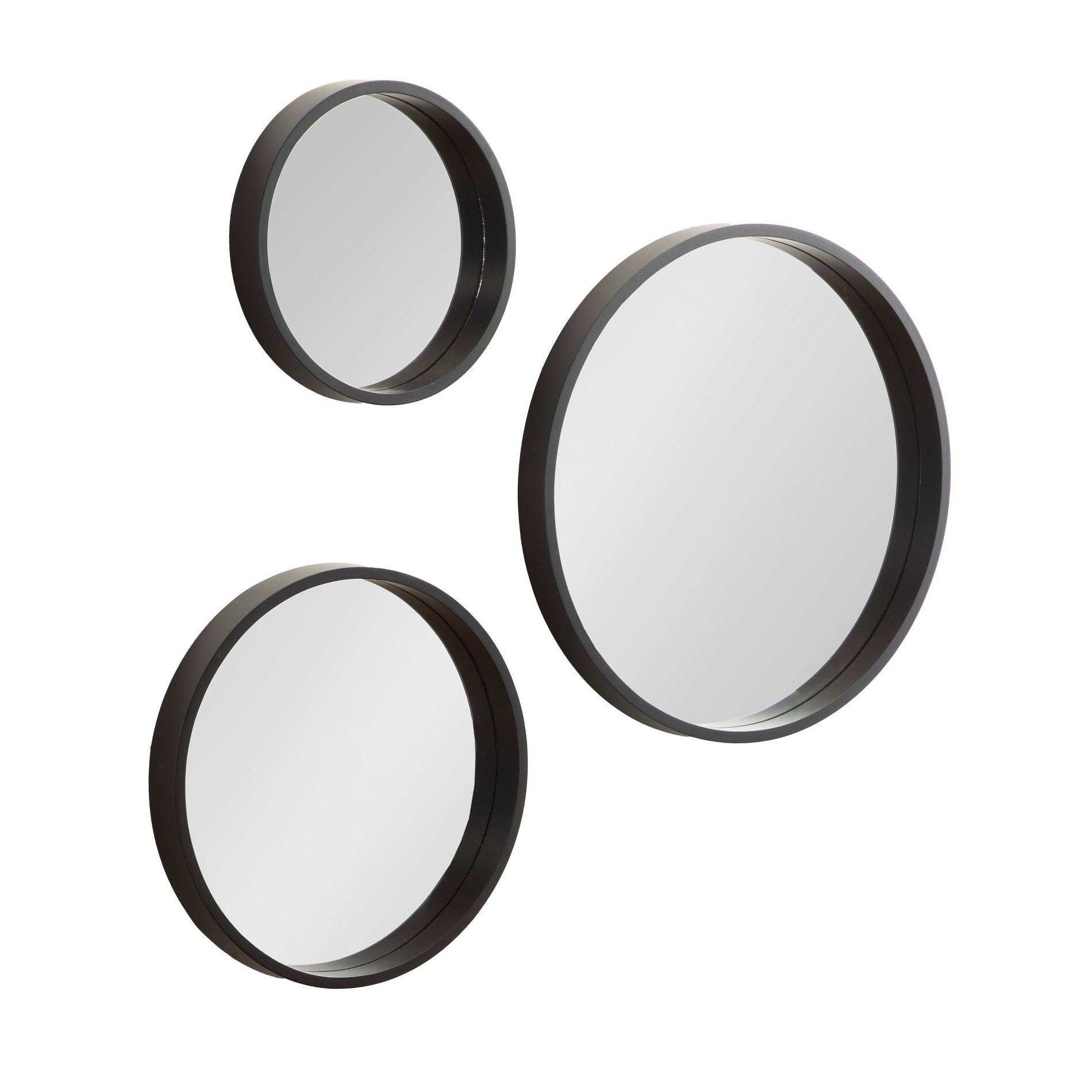 Kate & Laurel All Things Decor 3pc Travis Round Wall Mirror Set Black