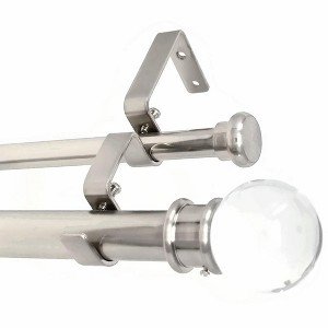 Urbanest Crystal Ball Flat Button 1-inch 5-8 inch Double Drapery Curtain Window Rod Set - 1 of 4