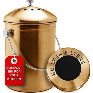 EPICA 1.3 Gallon Countertop Compost Bin | Odorless Stainless Steel Kitchen Composter with Lid & Filters - 1 of 4