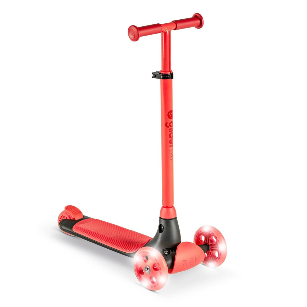 Yvolution Y Glider Kiwi 3 Wheel Kick Scooter with Light-Up Wheels - Red