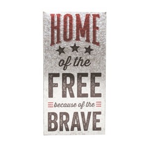 Transpac Metal 24 in. Silver 4th of July Patriotic Home of the Brave 4th of July Wall Sign Decor - 1 of 4