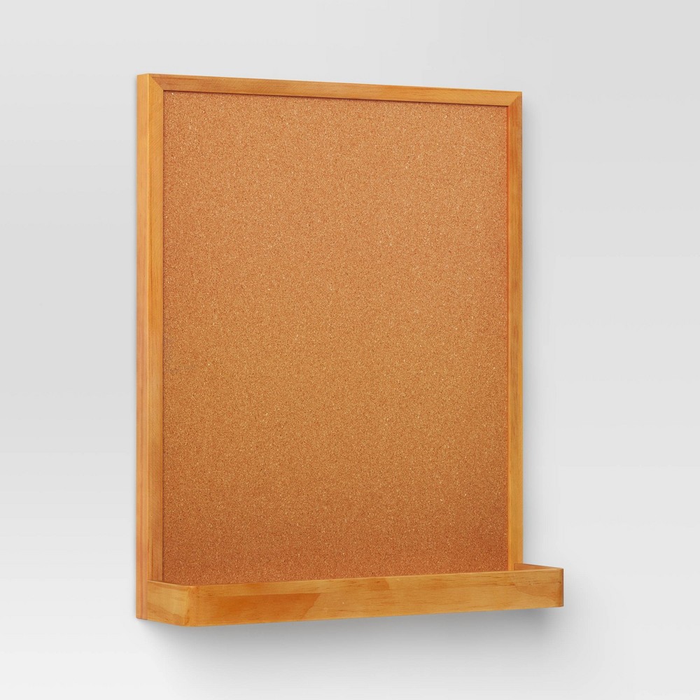 Photos - Wallpaper 17"x20" Memo Board with Shelf Brown - Threshold™