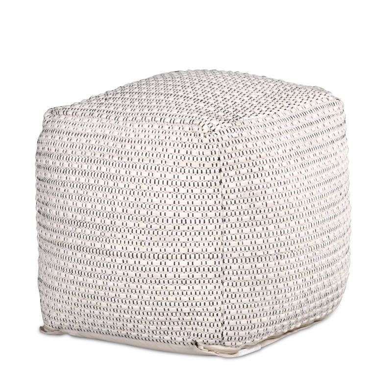 Hakim Square Handwoven Pouf Ivory - Steve Silver Co., 1 of 8