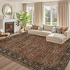 Washable Vintage Living Room Rugs, Soft Non Slip Distressed Floral Print Carpet, Bordered Stain Resistant Bedroom Rugs - 4 of 4