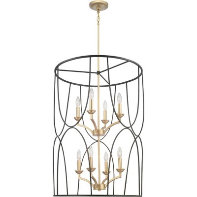 Landree Silver Ridge and Brushed Brass 8-Light Geometric Cage Foyer Fixture