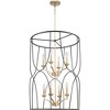 Progress Lighting Landree 8-Light Foyer Fixture, Black, Geometric Cage, Brushed Brass Inner Cluster - 3 of 4