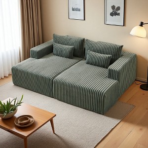 87" Oversized Corduroy Sectional Lounge Chaise with Recliner - 1 of 4