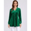 INSPIRE CHIC Women's Velvet V-neck Long Sleeve Solid Tunic Loose Blouse - 4 of 4