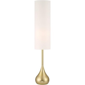 Possini Euro Design Moderne Mid Century Modern 62" Tall Standing Floor Lamp Droplet Foot Switch Metal Soft Gold Finish Living Room Bedroom House - 1 of 4