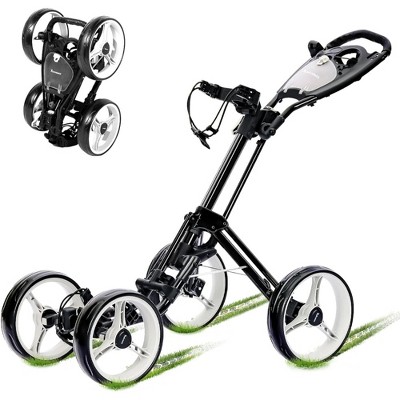 Probe Hues Lightweight 4-Wheel Golf Push Cart with Foldable Aluminum Frame